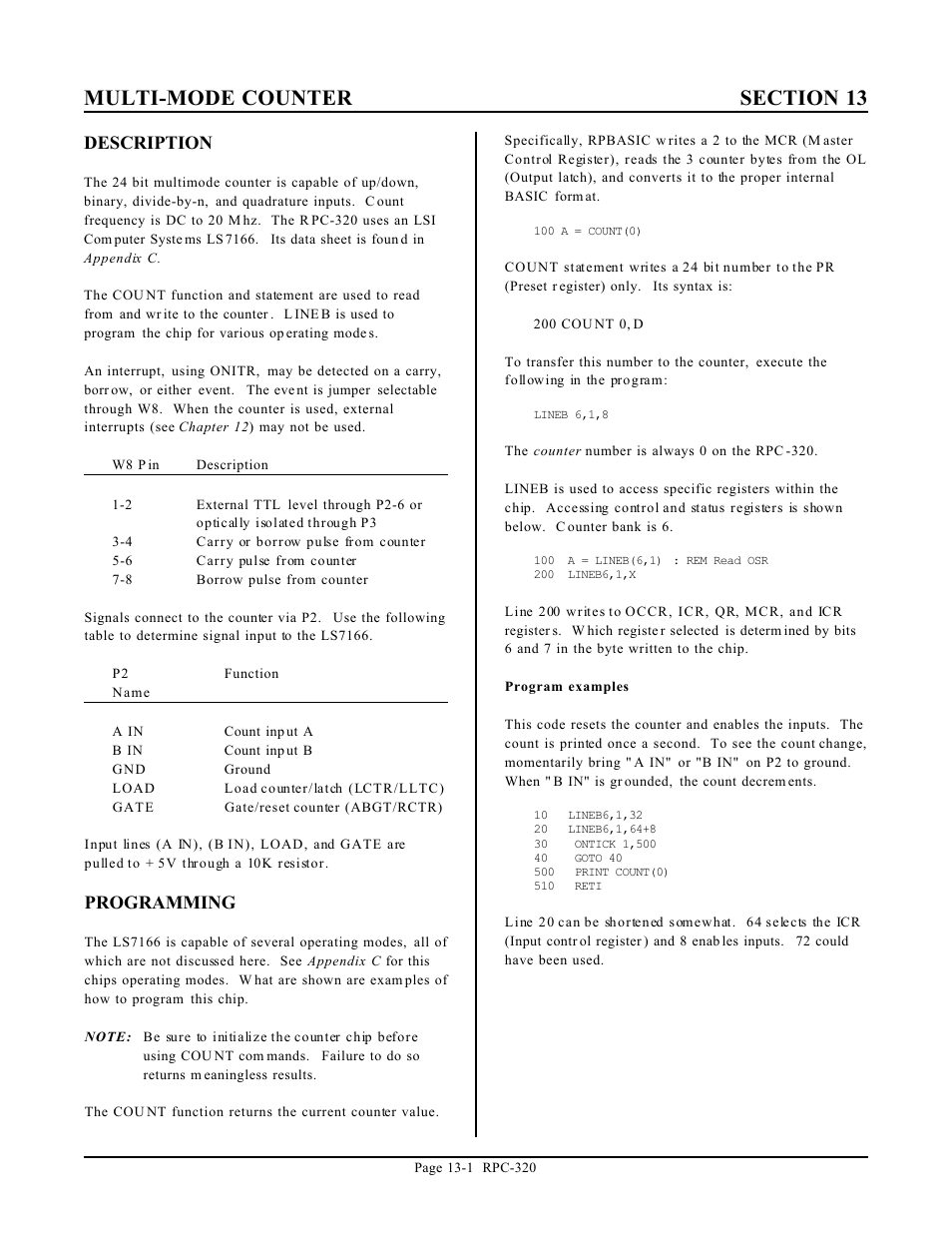 Description, Programming | Remote Technologies RPC-320 User Manual | Page 46 / 51