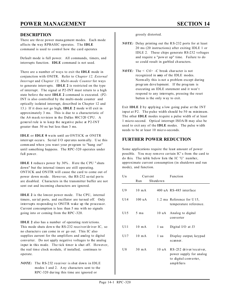 Description, Further power reduction | Remote Technologies RPC-320 User Manual | Page 48 / 51
