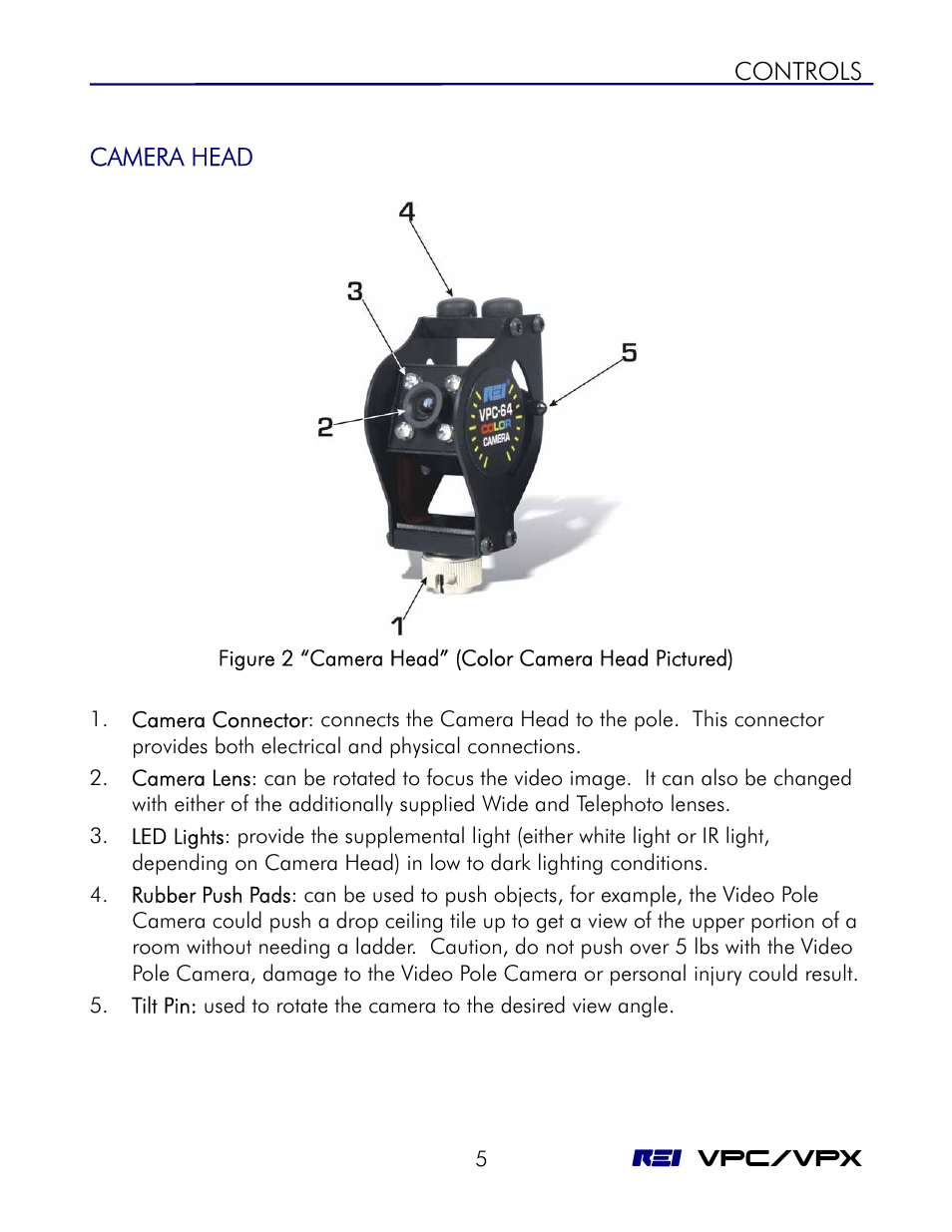 Camera head | REI VPC-64 User Manual | Page 9 / 18
