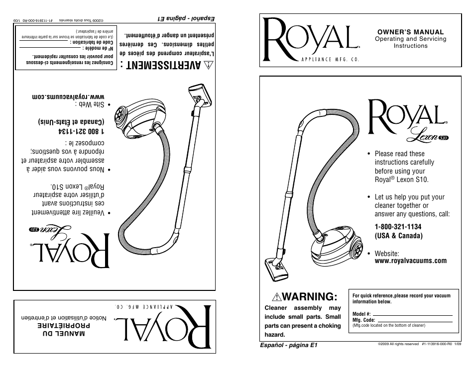 Royal Appliance LEXON S10 User Manual | 16 pages