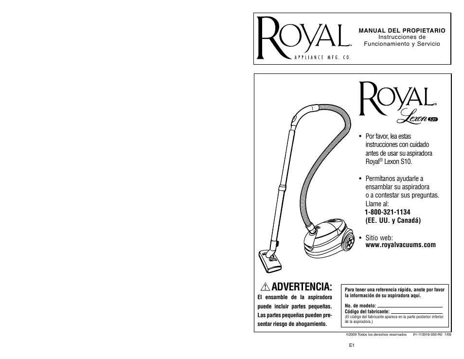 Advertencia | Royal Appliance LEXON S10 User Manual | Page 11 / 16