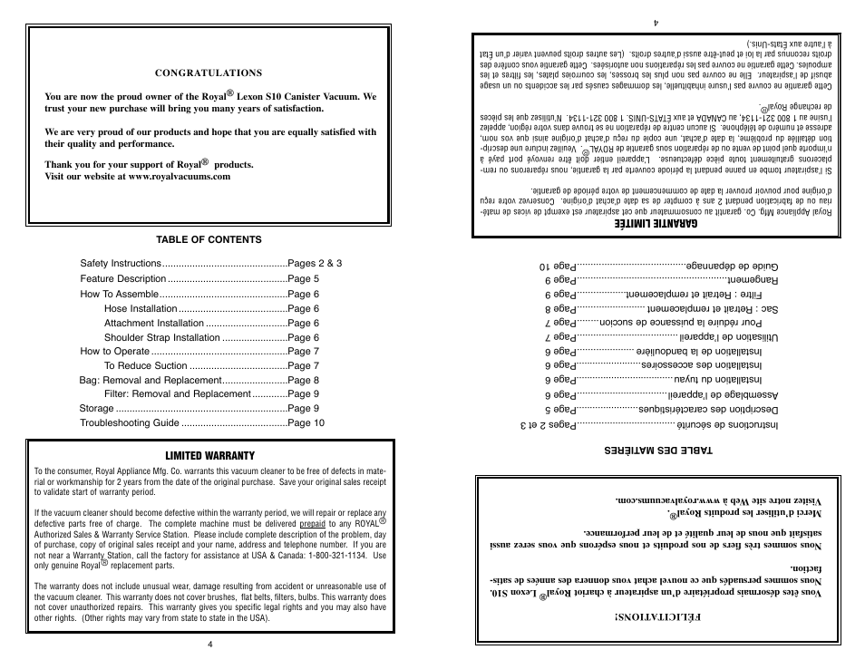 Royal Appliance LEXON S10 User Manual | Page 4 / 16