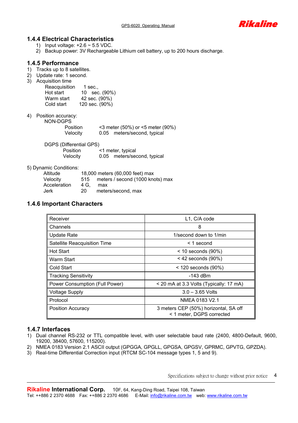 Rikaline | Rikaline GPS-6020 CF GPS User Manual | Page 4 / 11