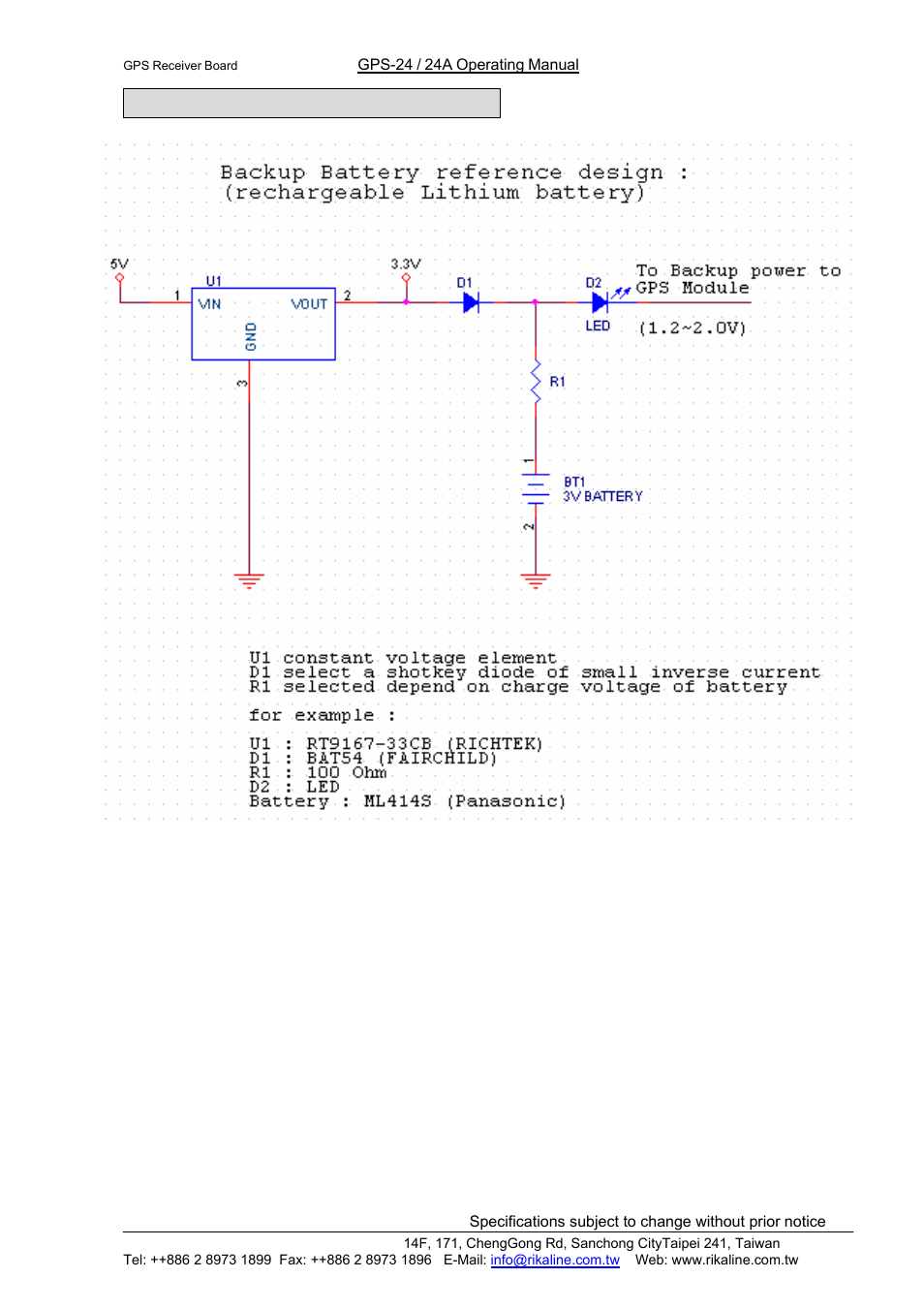 Rikaline, Appendix b reference design | Rikaline GPS-24/24A User Manual | Page 14 / 24