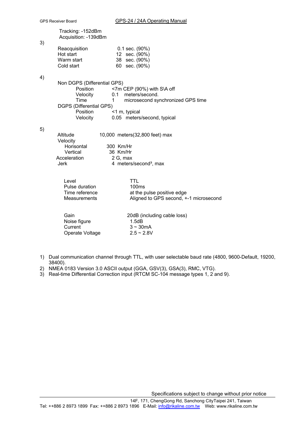 Rikaline | Rikaline GPS-24/24A User Manual | Page 3 / 24