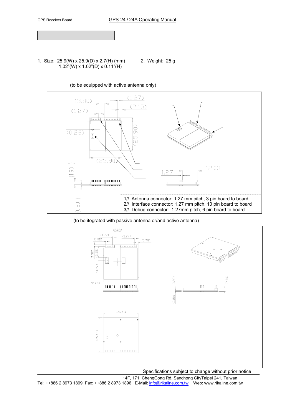 Rikaline, Hardware interface, 1 physical characters | Rikaline GPS-24/24A User Manual | Page 5 / 24