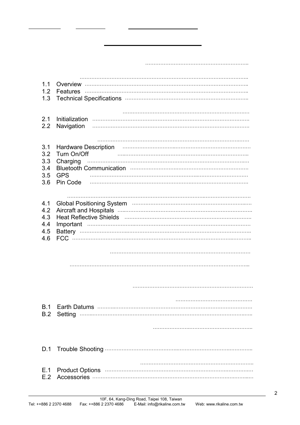 Rikaline GPS-6030 User Manual | Page 2 / 21