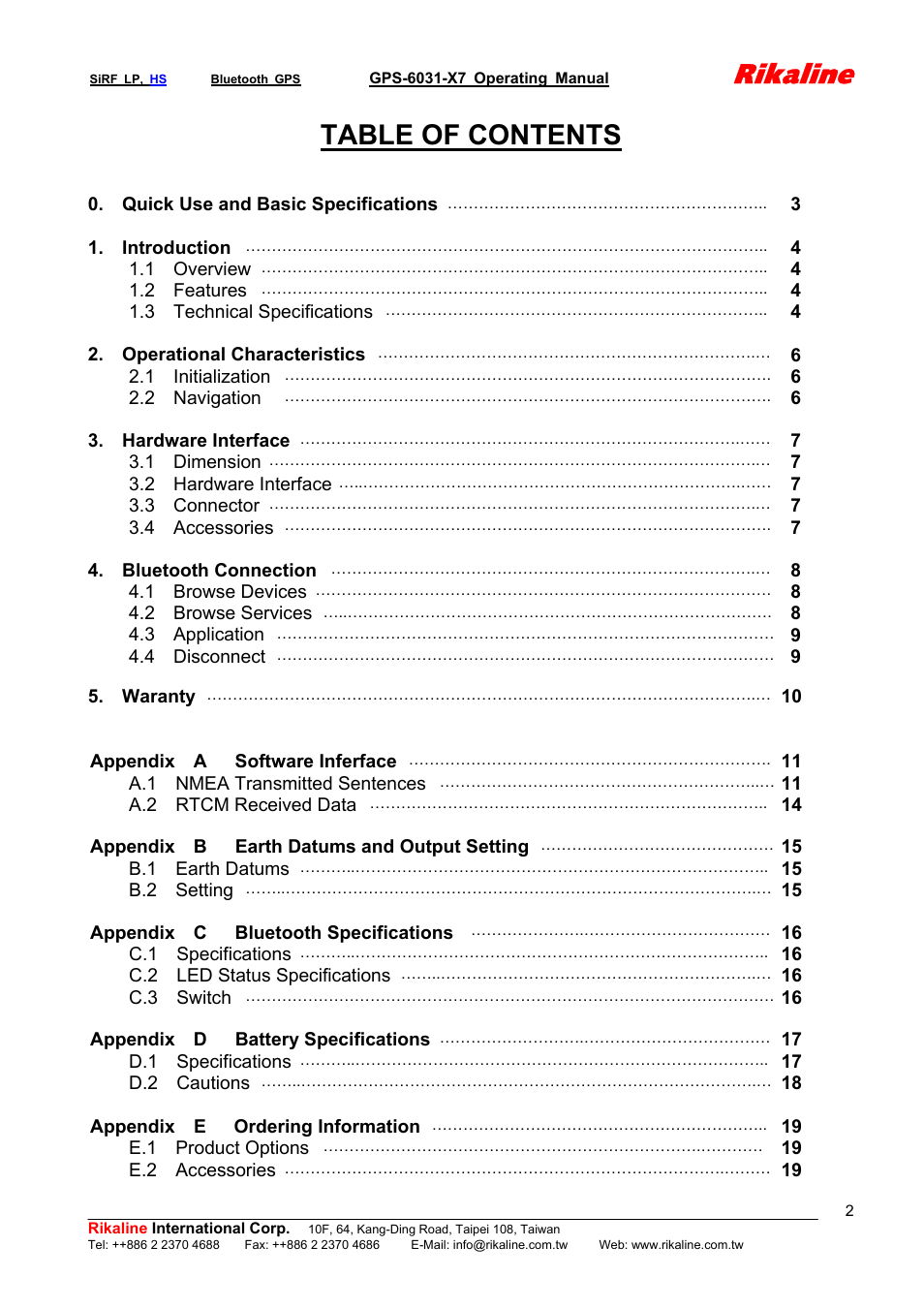 Rikaline GPS-6031-X7 User Manual | Page 2 / 19