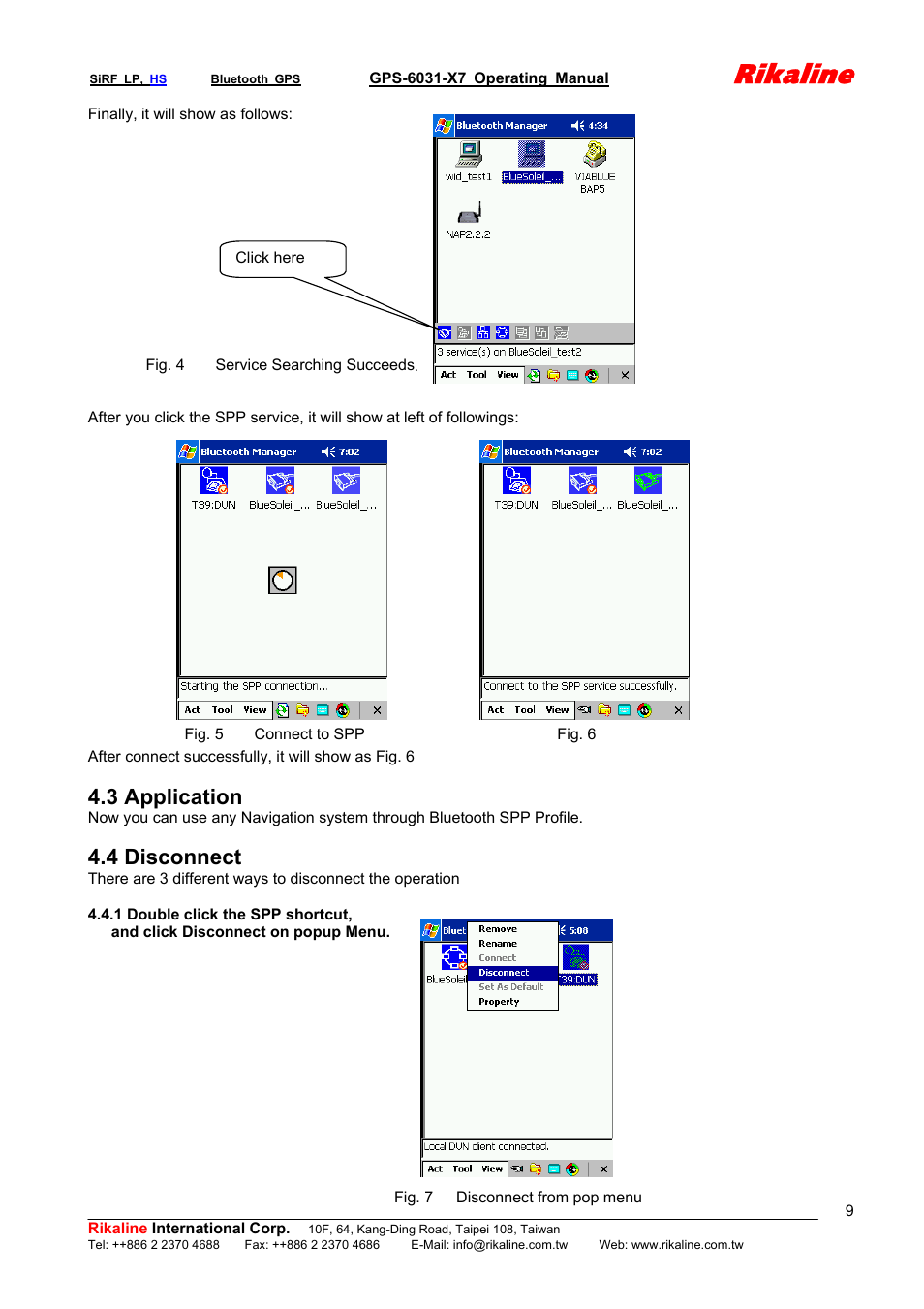 Rikaline, 3 application, 4 disconnect | Rikaline GPS-6031-X7 User Manual | Page 9 / 19