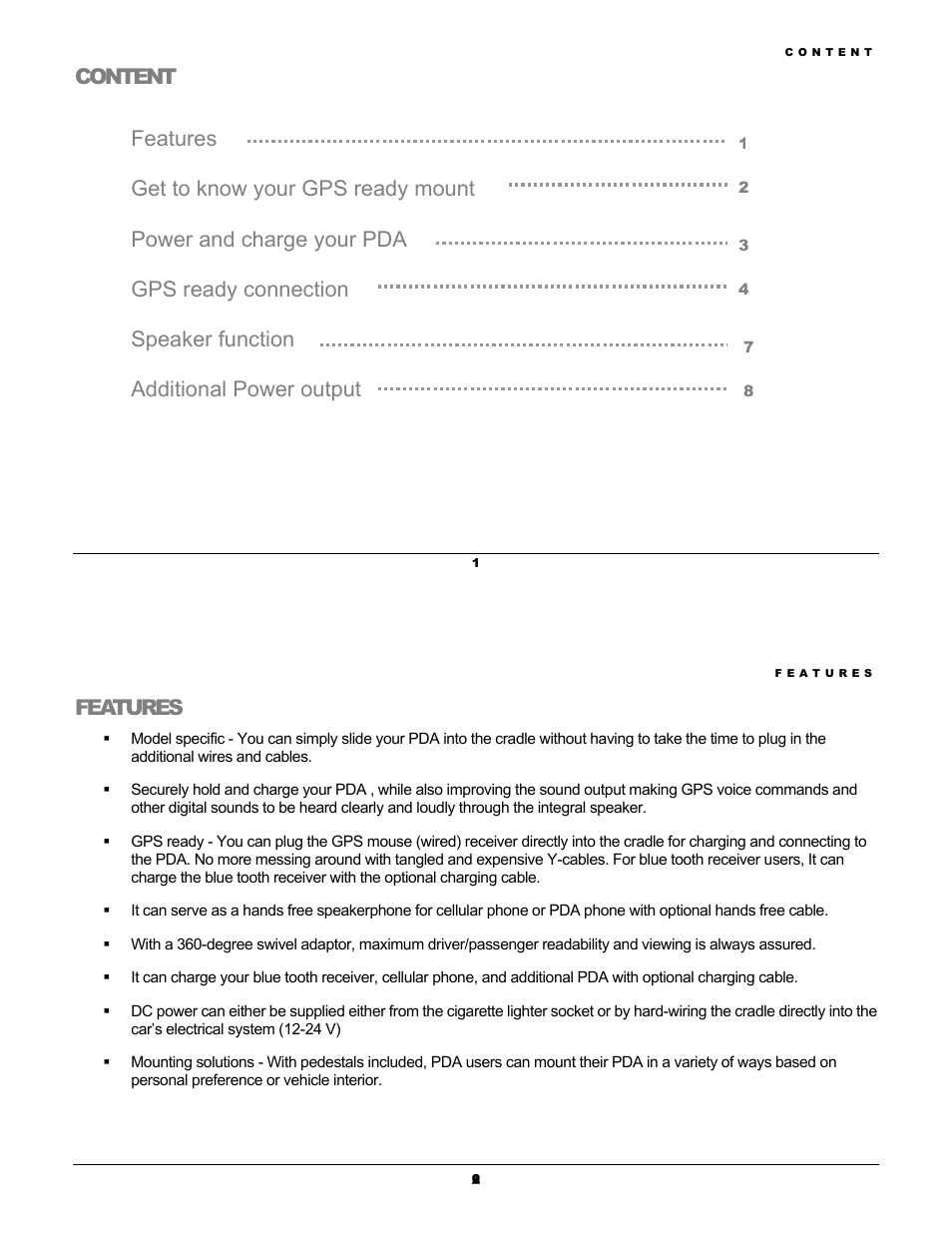 Content, Features | Rikaline GPS Kit User Manual | Page 2 / 7