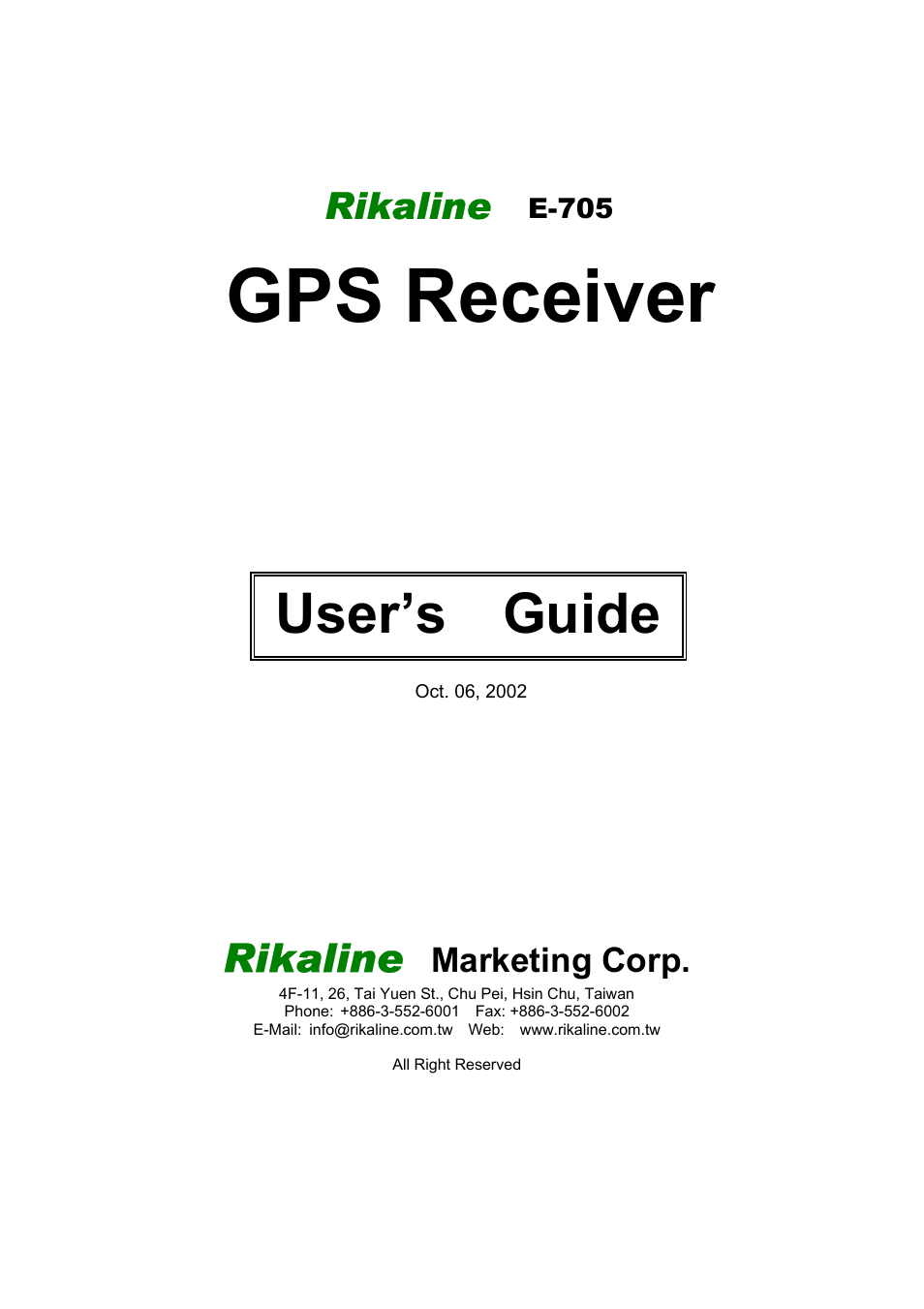 Rikaline E-705 User Manual | 14 pages