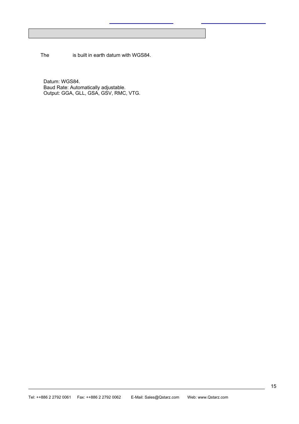Appendix b earth datum & output setting, B.1 earth datum, B.2 setting | Rikaline BT-Q880 User Manual | Page 15 / 19