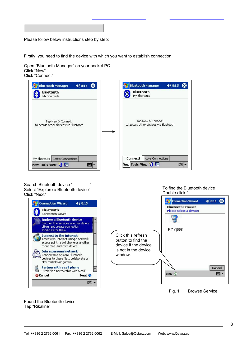 D. bluetooth connection, D.1 browse devices | Rikaline BT-Q880 User Manual | Page 8 / 19