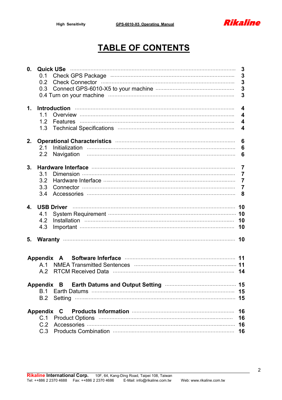 Rikaline GPS-6010-X5 User Manual | Page 2 / 17