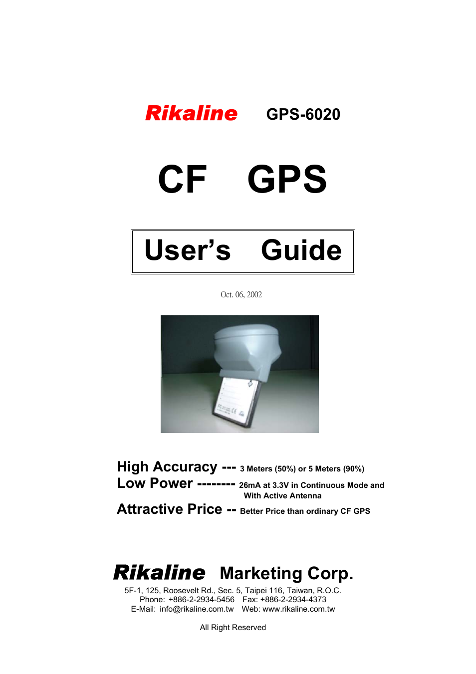 Rikaline CF GPS GPS-6020 User Manual | 11 pages