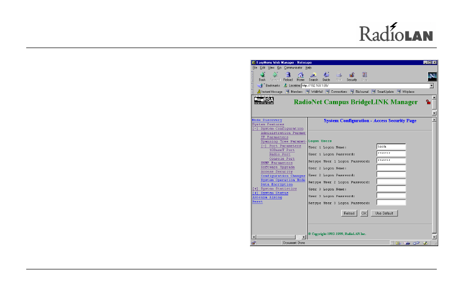 Setting up security features | RadioLAN Campus BridgeLINK User Manual | Page 45 / 146