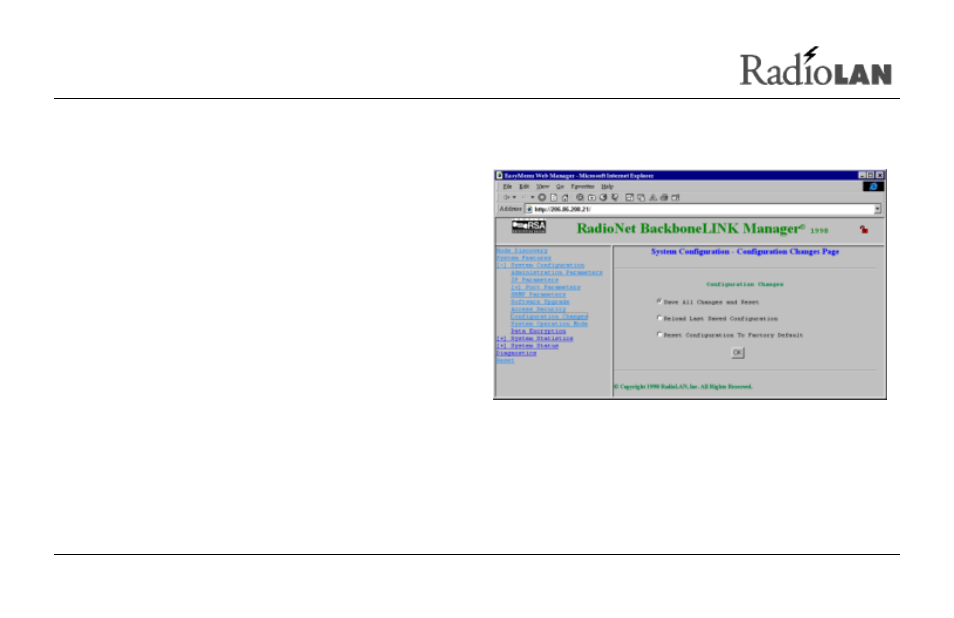 Saving or rejecting configuration setting changes | RadioLAN DockLINK User Manual | Page 61 / 118