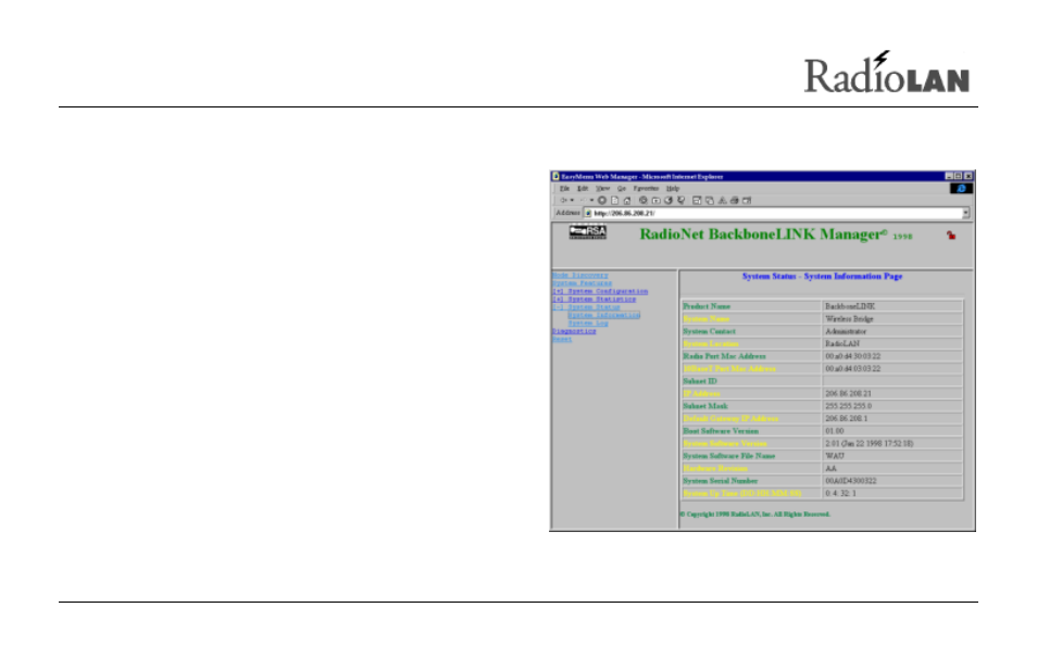 Recording important system information | RadioLAN DockLINK User Manual | Page 67 / 118