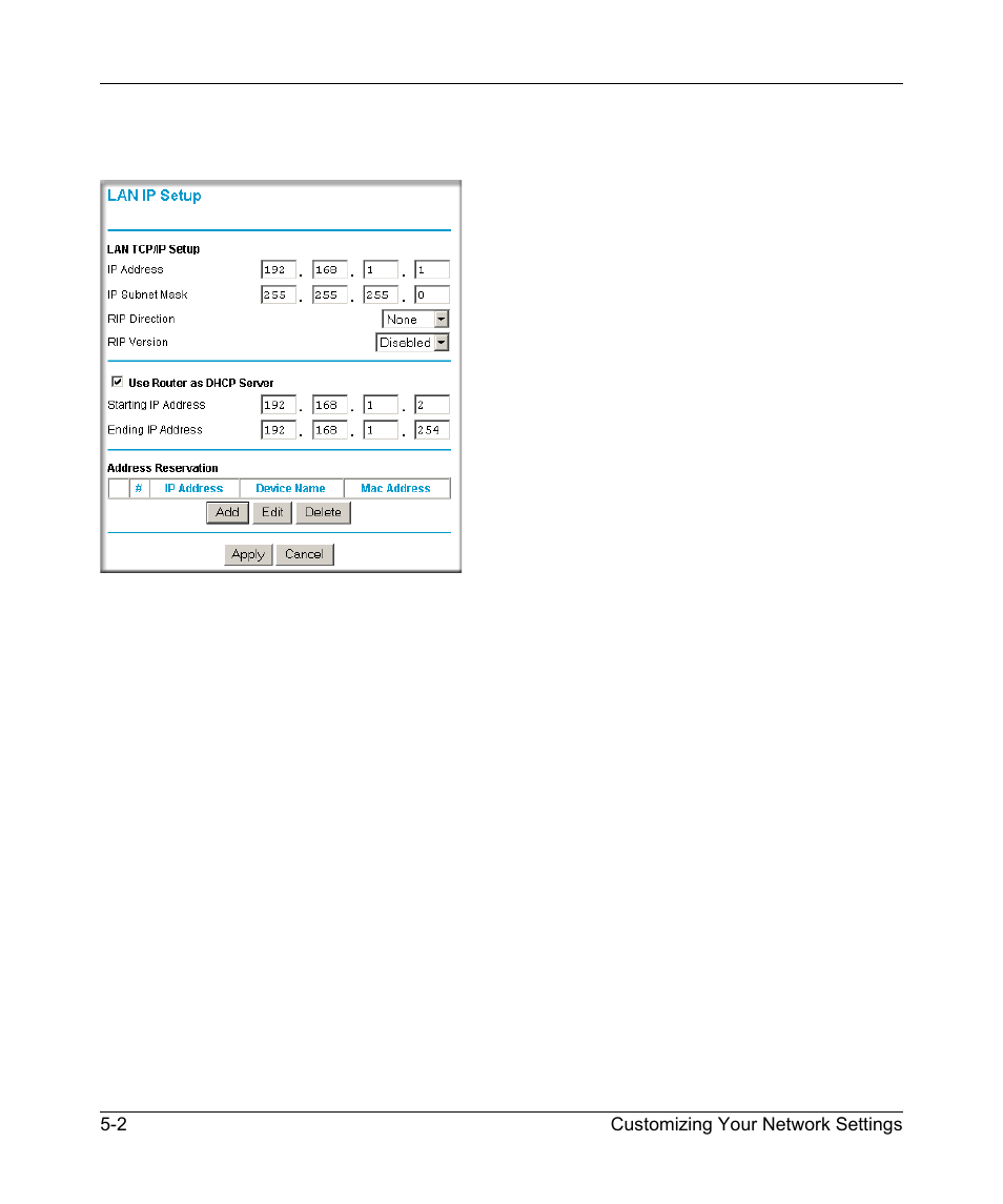 Configuring lan tcp/ip setup parameters, Configuring lan tcp/ip setup parameters -2 | RadioLAN WNR834B User Manual | Page 56 / 118