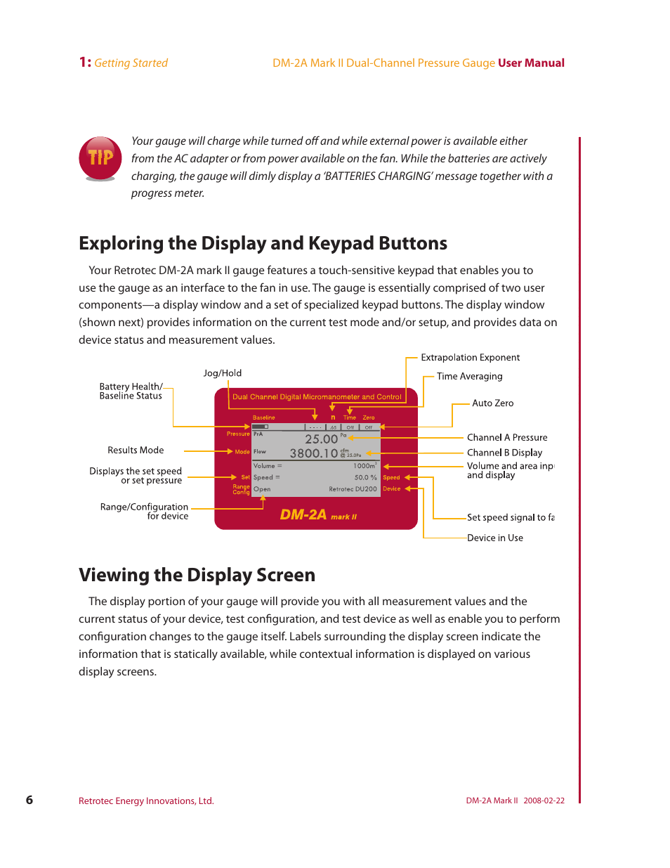 Exploring the display and keypad buttons, Viewing the display screen | Retrotech DM-2A User Manual | Page 14 / 60