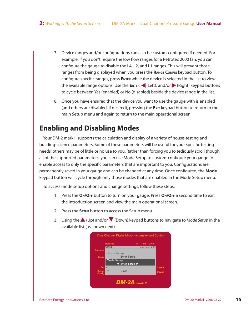 Enabling and disabling modes | Retrotech DM-2A User Manual | Page 23 / 60