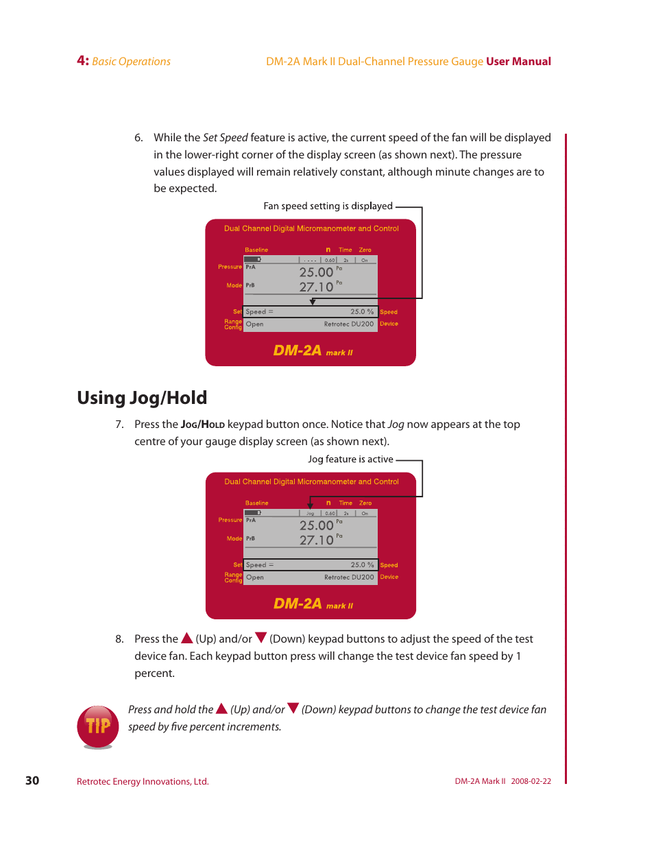 Using jog/hold | Retrotech DM-2A User Manual | Page 38 / 60