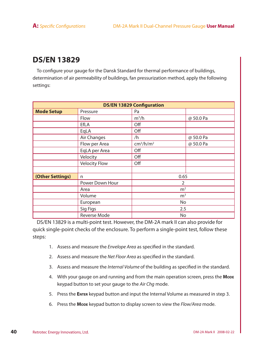 Ds/en 13829 | Retrotech DM-2A User Manual | Page 48 / 60