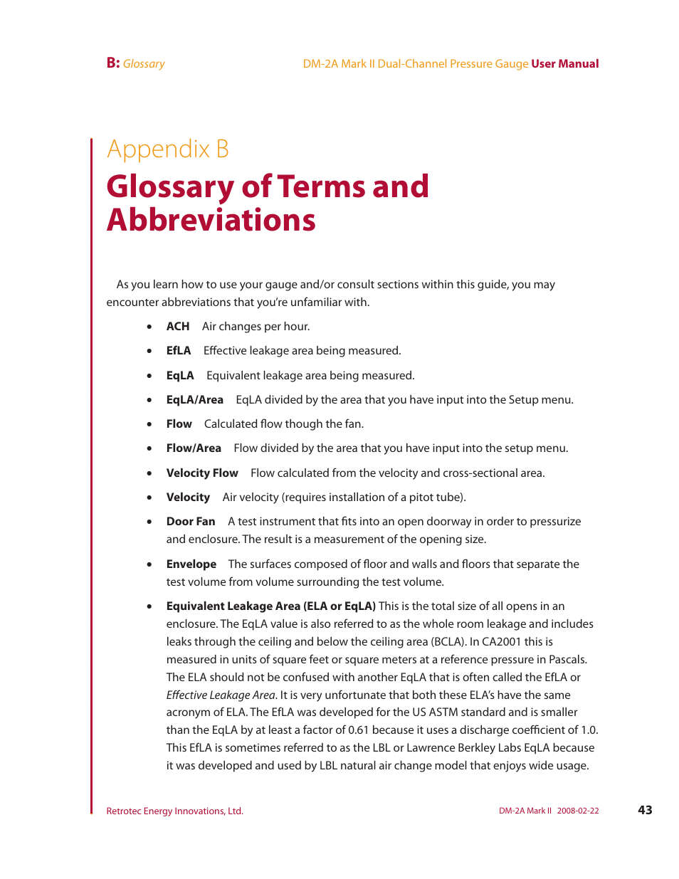 Appendix b, Glossary of terms and abbreviations | Retrotech DM-2A User Manual | Page 51 / 60