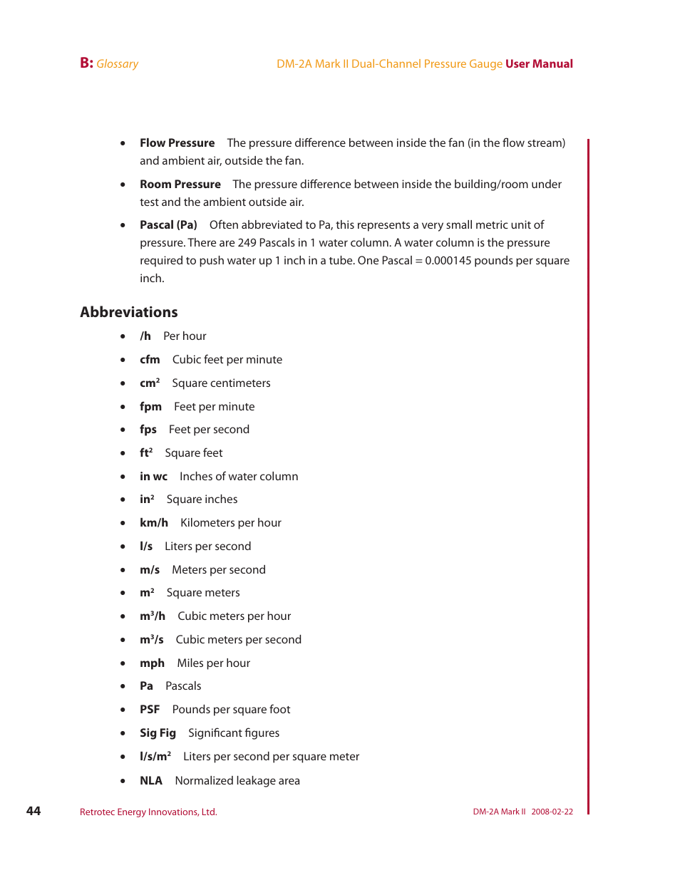 Abbreviations | Retrotech DM-2A User Manual | Page 52 / 60