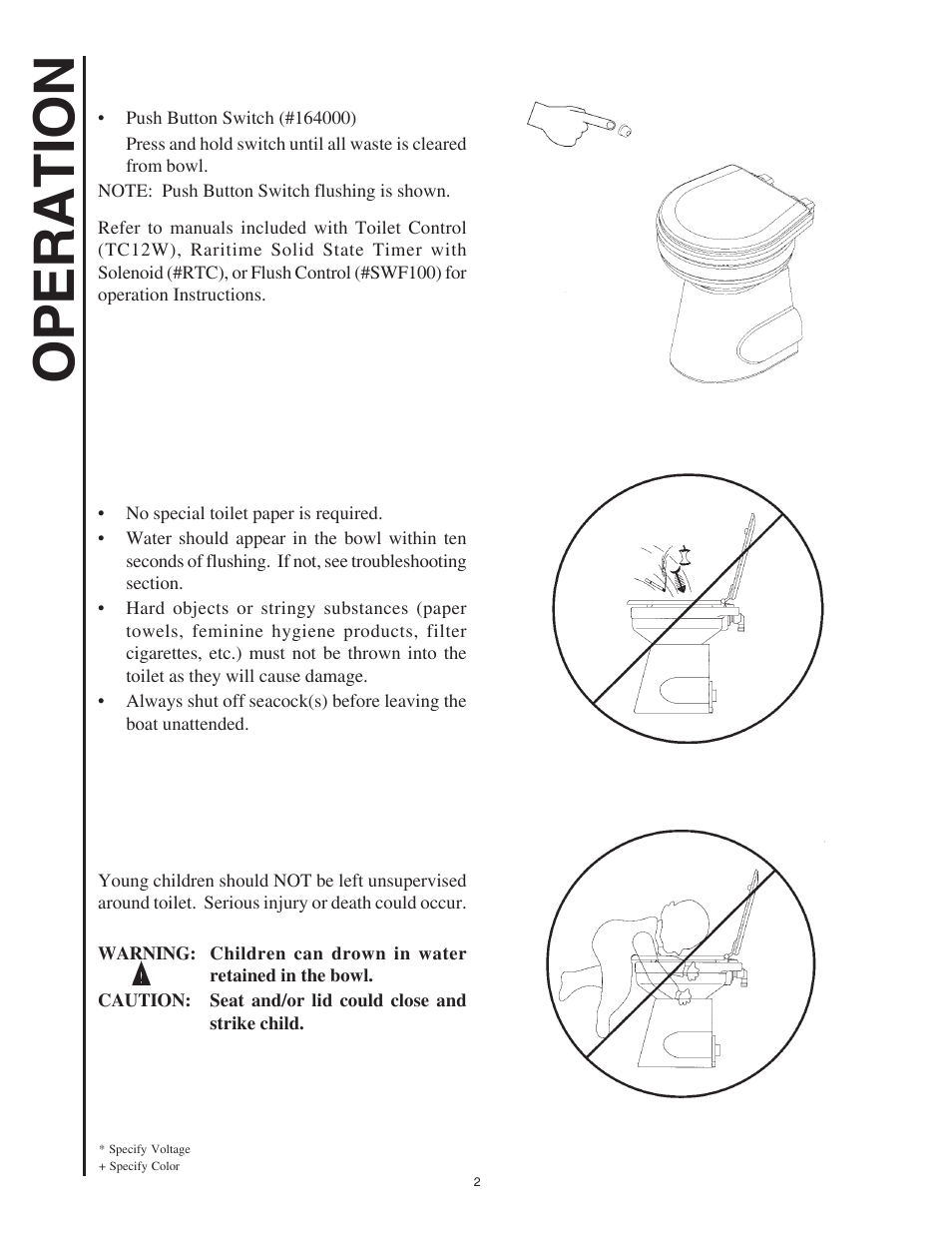 Operation | Raritan Engineering Crown Head II User Manual | Page 2 / 16