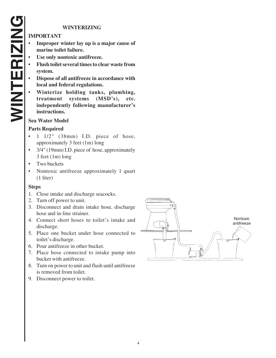 Winterizing | Raritan Engineering Crown Head II User Manual | Page 4 / 16