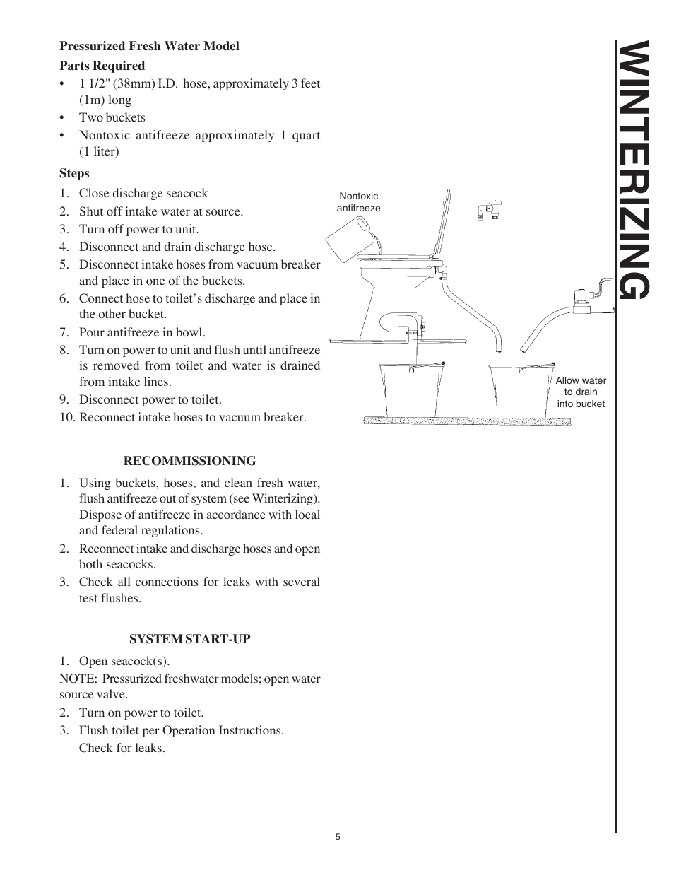 Winterizing | Raritan Engineering Crown Head II User Manual | Page 5 / 16