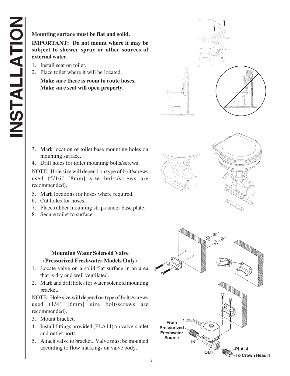 Installation | Raritan Engineering Crown Head II User Manual | Page 8 / 16