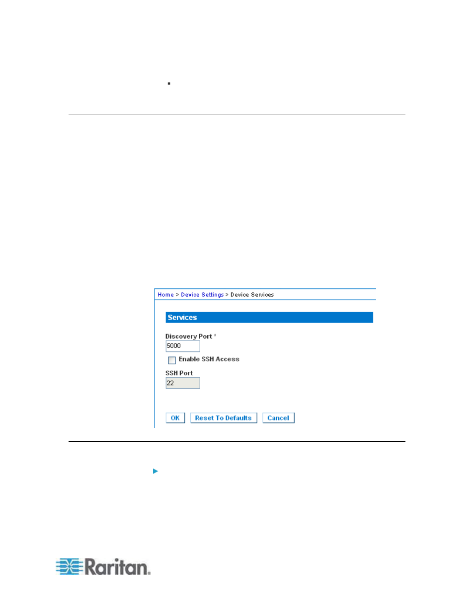 Device services, Modem settings, To configure modem settings | Device services modem settings | Raritan Engineering KX2-864 User Manual | Page 134 / 321