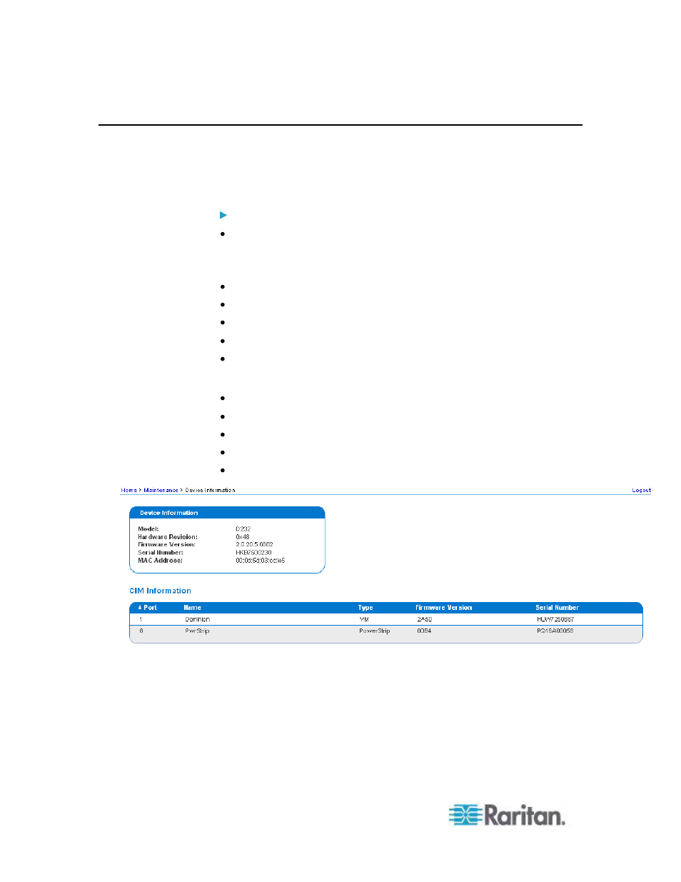 Device information | Raritan Engineering KX2-864 User Manual | Page 201 / 321