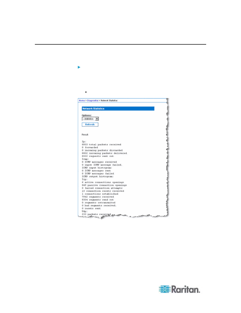 To view statistics about your network interface | Raritan Engineering KX2-864 User Manual | Page 213 / 321