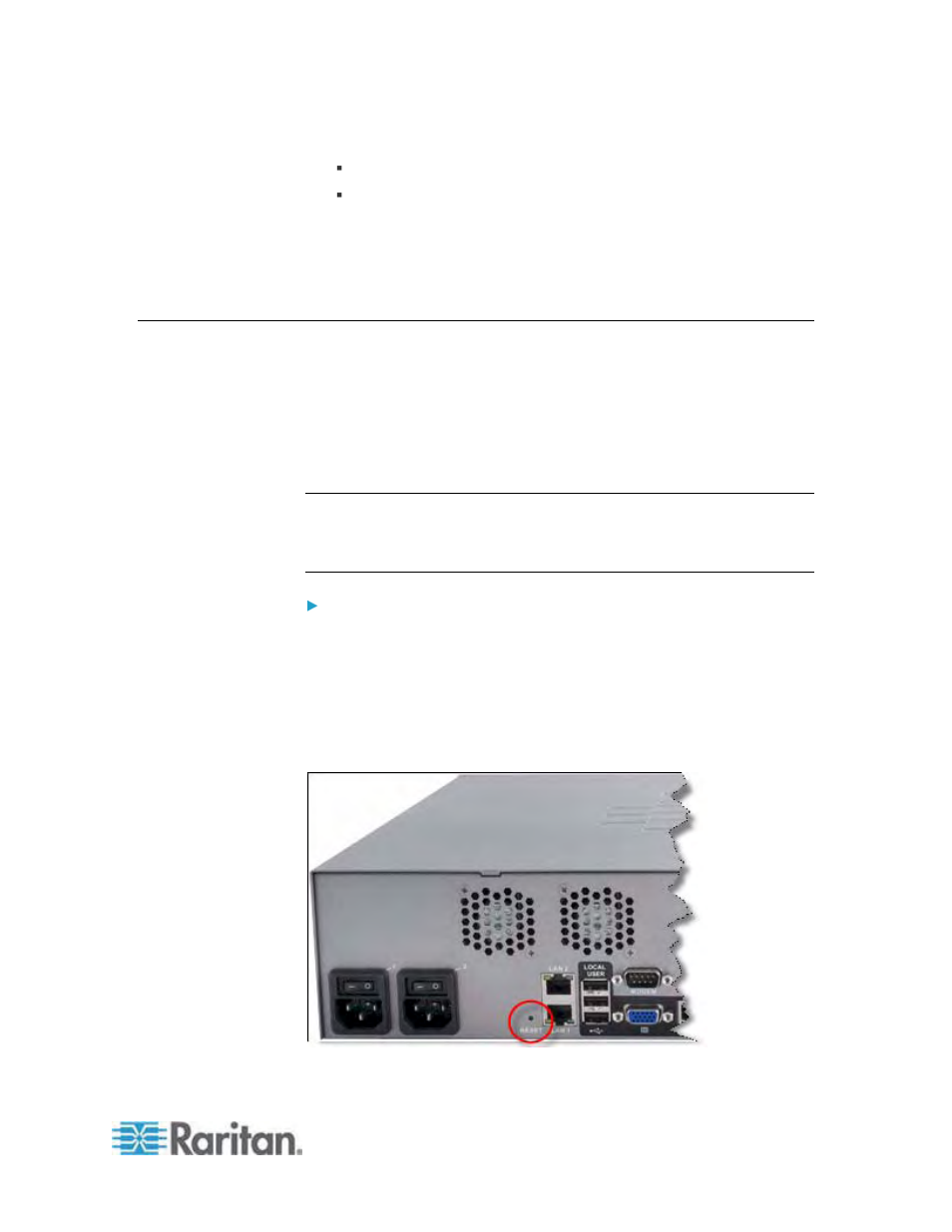 To reset the device | Raritan Engineering KX2-864 User Manual | Page 242 / 321