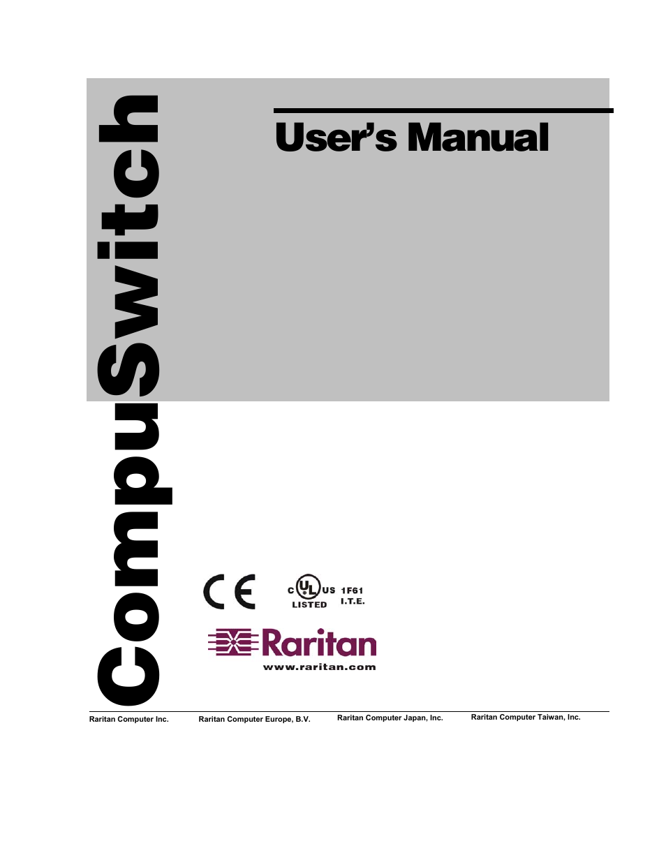 Compuswitch, User’s manual | Raritan Engineering CS2(R) User Manual | Page 2 / 21