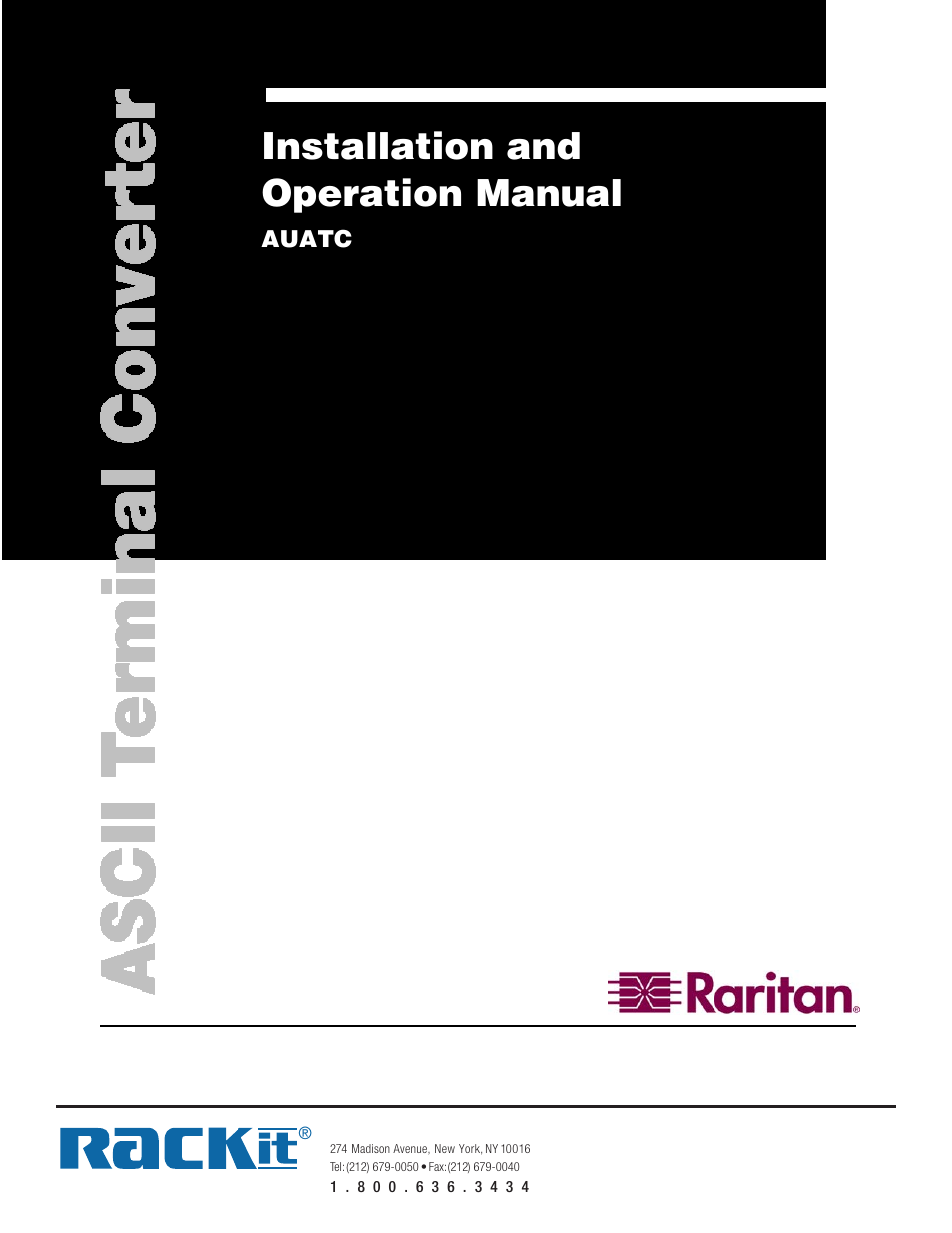 Raritan Engineering AUATC User Manual | 20 pages