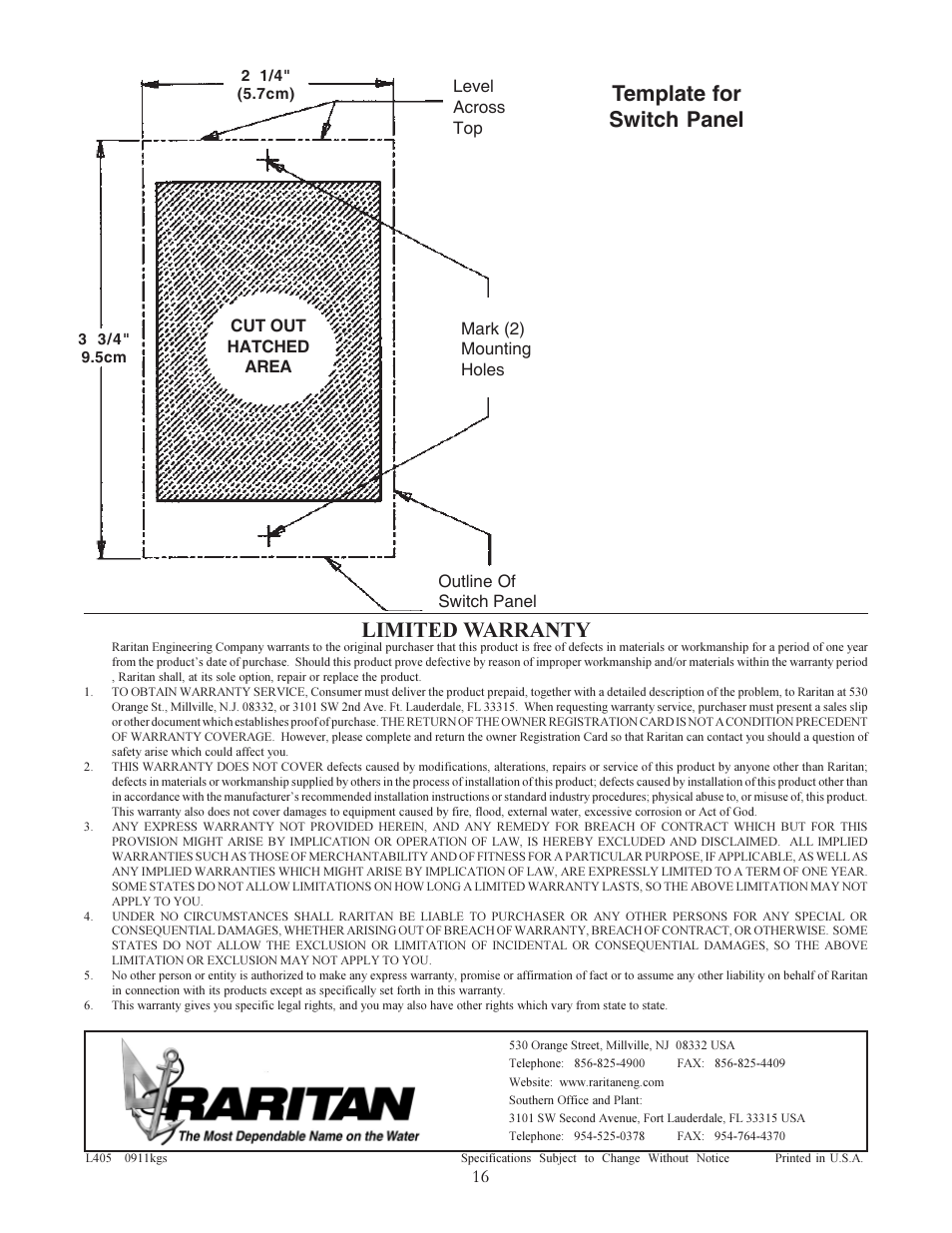 Limited warranty template for switch panel | Raritan Engineering PST*03 User Manual | Page 16 / 16