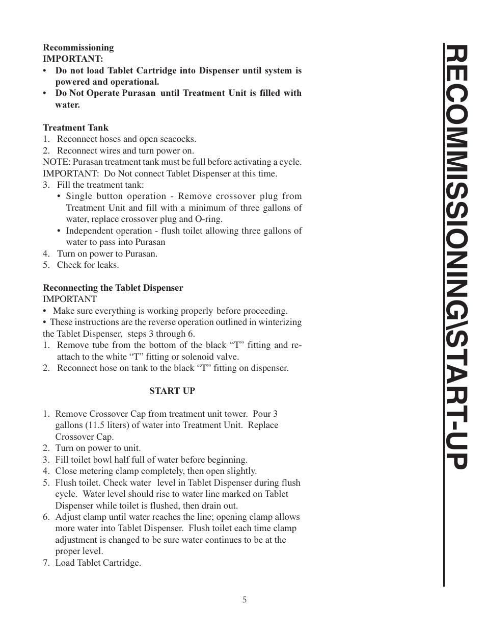 Recommissioning\st art -up | Raritan Engineering PST*03 User Manual | Page 5 / 16