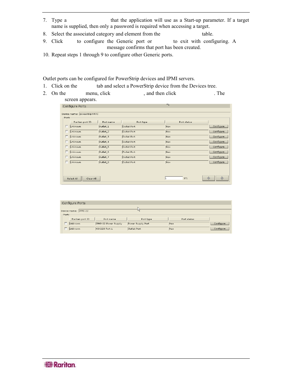 Configure an outlet port, Figure 105 configure ports screen for ipmi server | Raritan Engineering Command Center CC-SG User Manual | Page 100 / 270