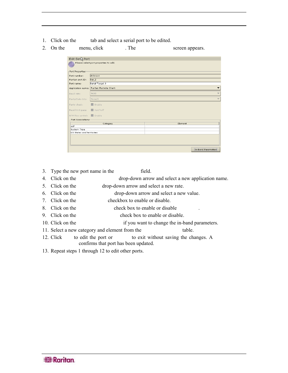 Edit port, Edit a serial port, Figure 109 edit serial port screen | Raritan Engineering Command Center CC-SG User Manual | Page 104 / 270