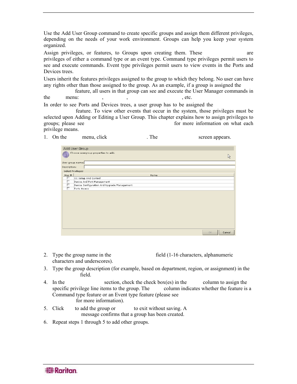 Add user group, Figure 125 add user group screen | Raritan Engineering Command Center CC-SG User Manual | Page 116 / 270