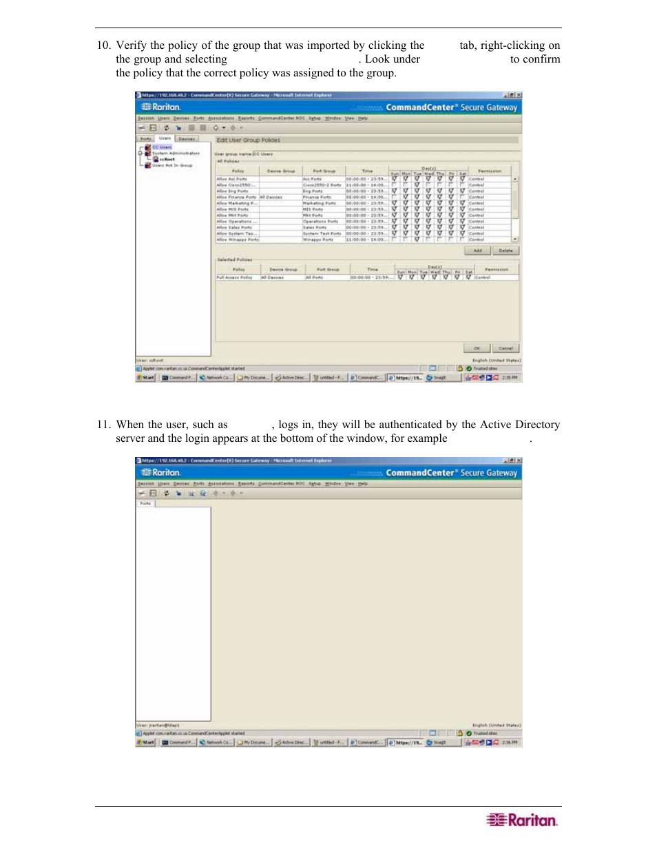 Figure 148 viewing policy of imported group | Raritan Engineering Command Center CC-SG User Manual | Page 139 / 270