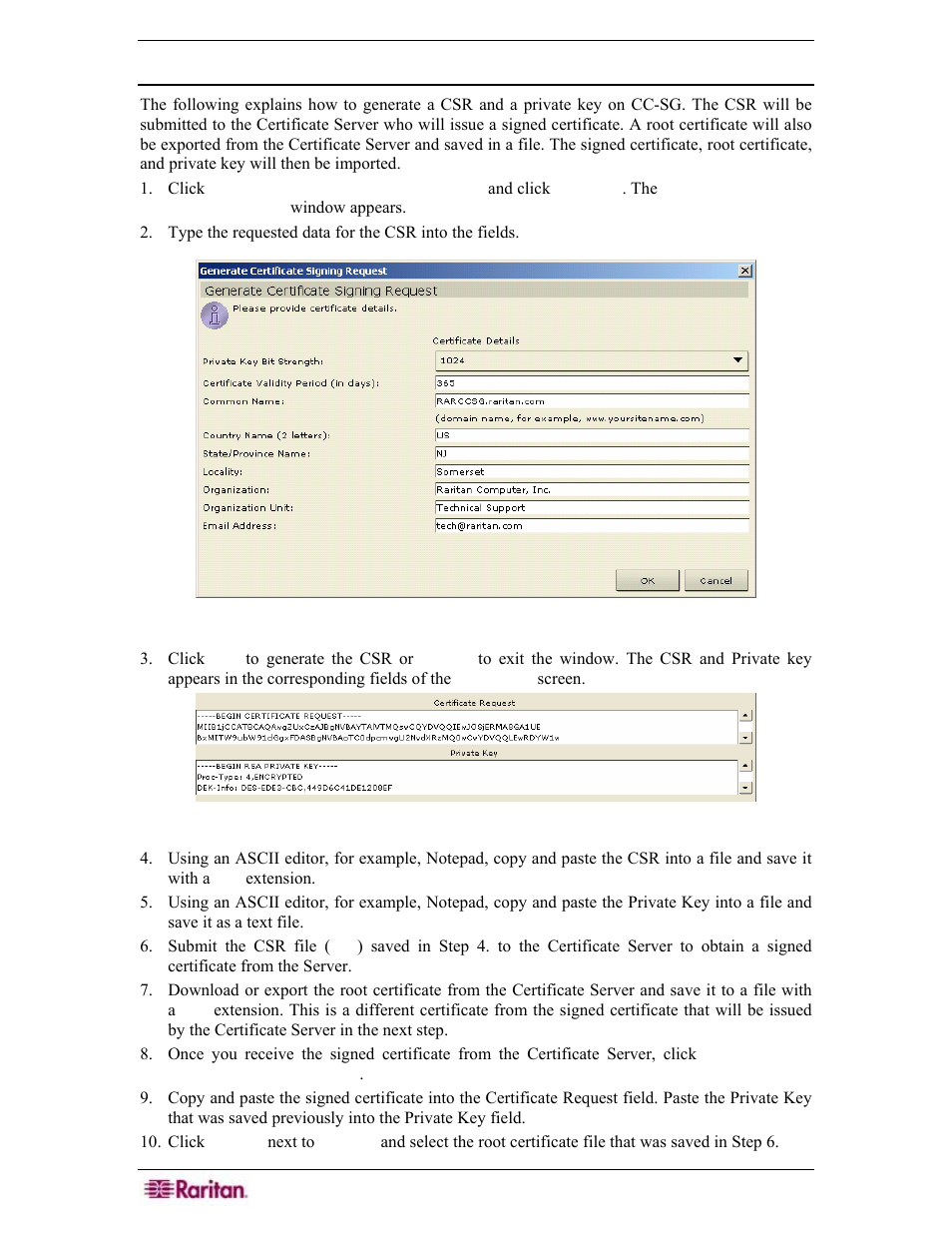 Generate certificate signing request, Figure 159 certificate request generated | Raritan Engineering Command Center CC-SG User Manual | Page 148 / 270
