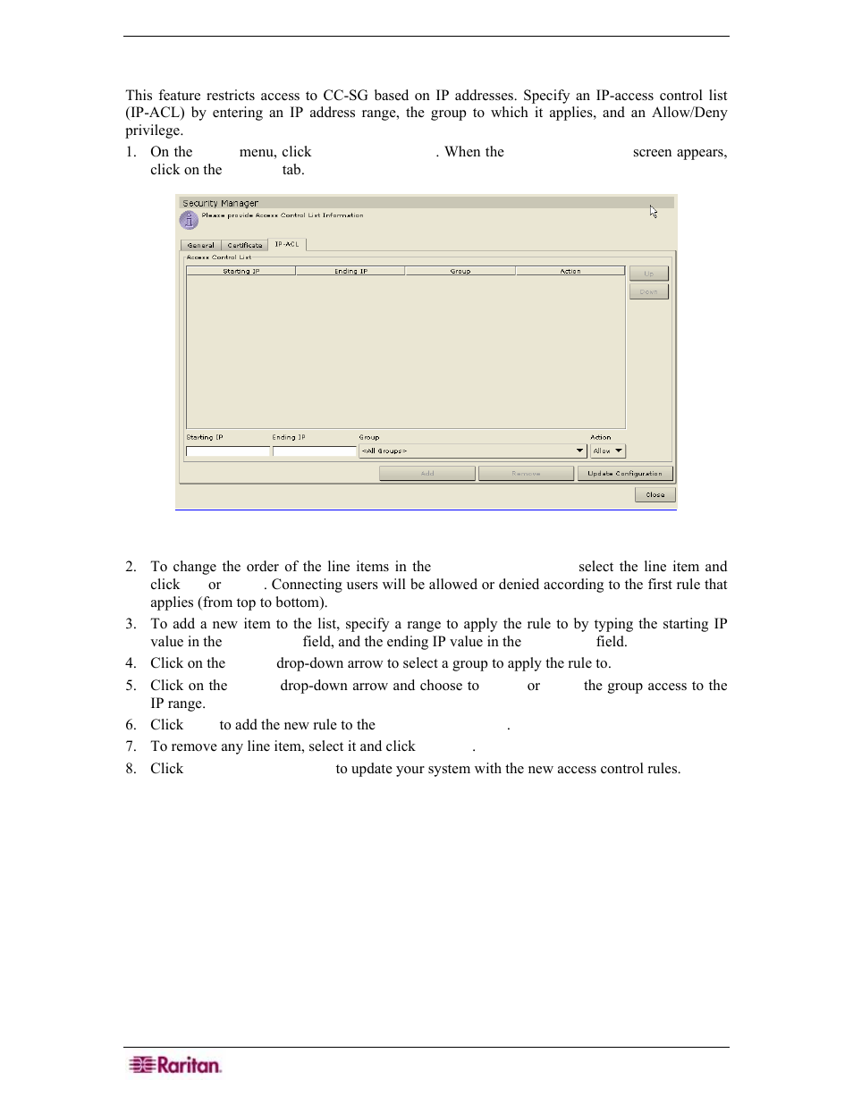 Ip-acl, Figure 161 security manager ip-acl screen | Raritan Engineering Command Center CC-SG User Manual | Page 150 / 270