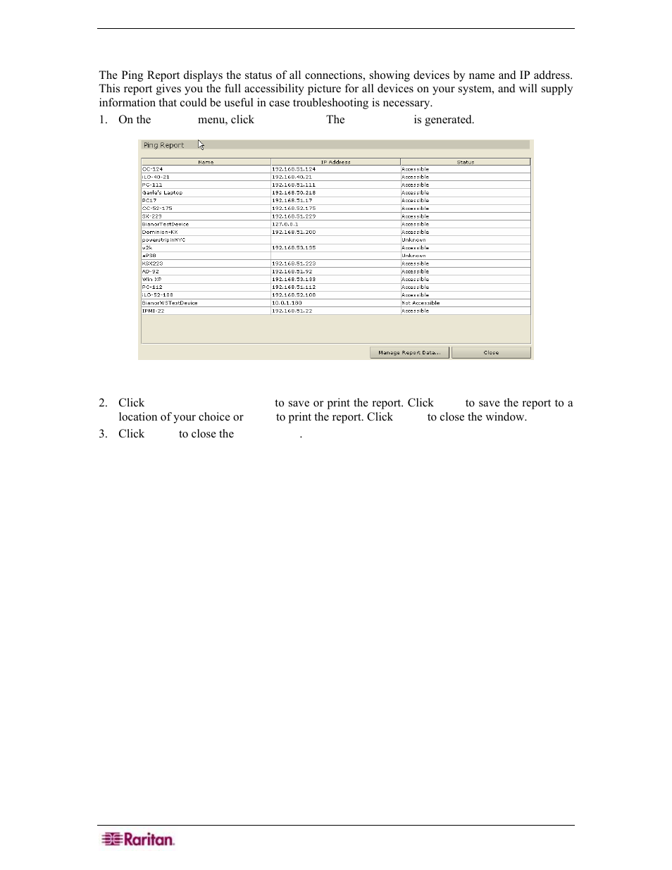 Ping report, Figure 170 ping report | Raritan Engineering Command Center CC-SG User Manual | Page 158 / 270