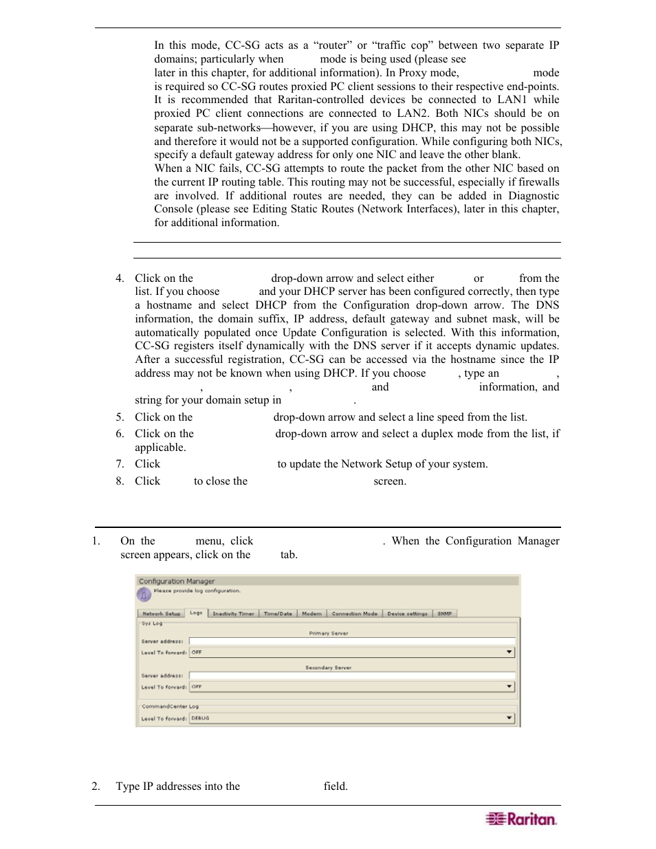 Log configuration, Figure 195 configuration manager logs screen | Raritan Engineering Command Center CC-SG User Manual | Page 179 / 270