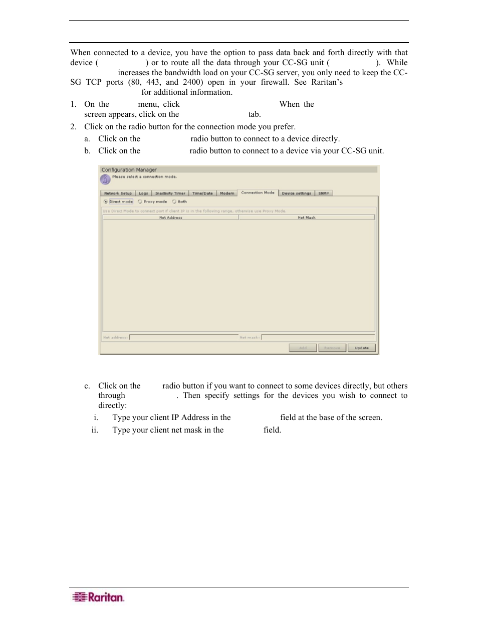 Connection mode | Raritan Engineering Command Center CC-SG User Manual | Page 188 / 270